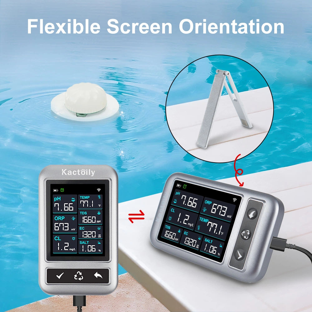 Kactoily 7-in-1 Pool Pro Water Monitor- pH, Free Chlorine