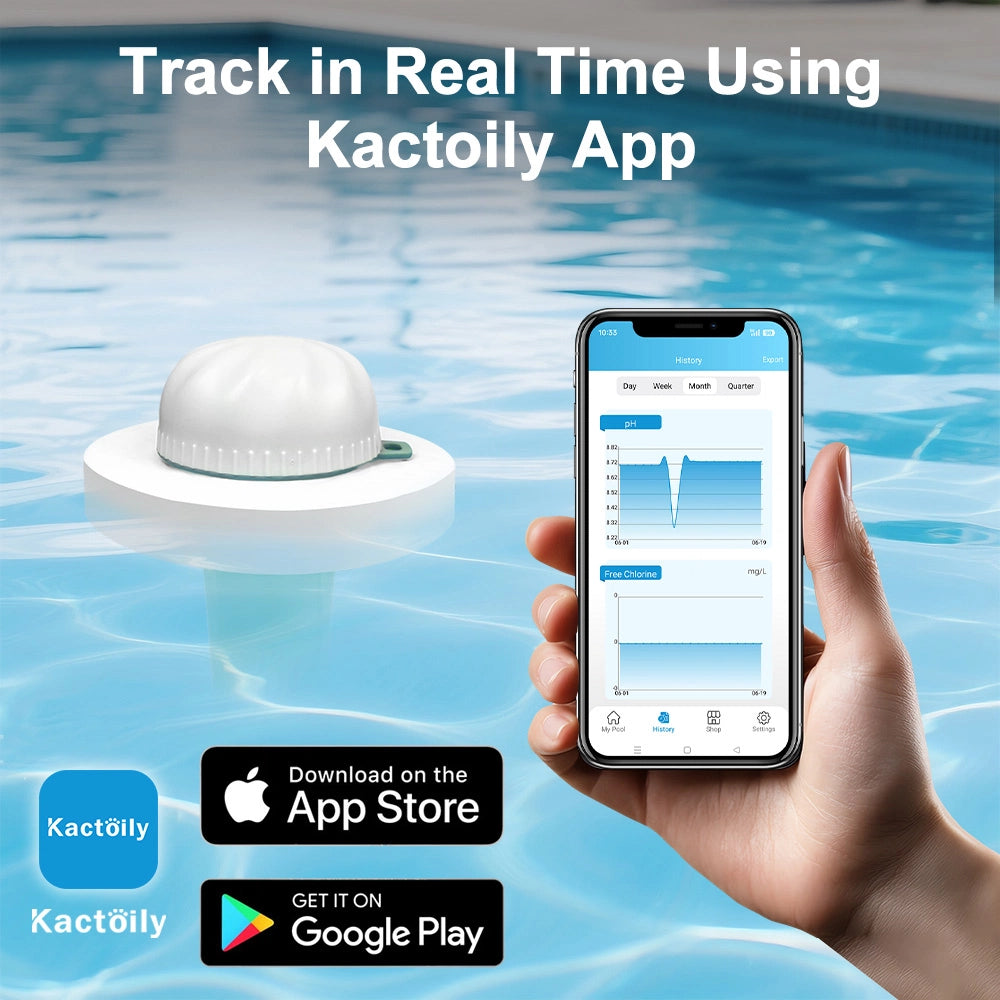 Kactoily 7-in-1 Pool Pro Water Monitor- pH, Free Chlorine