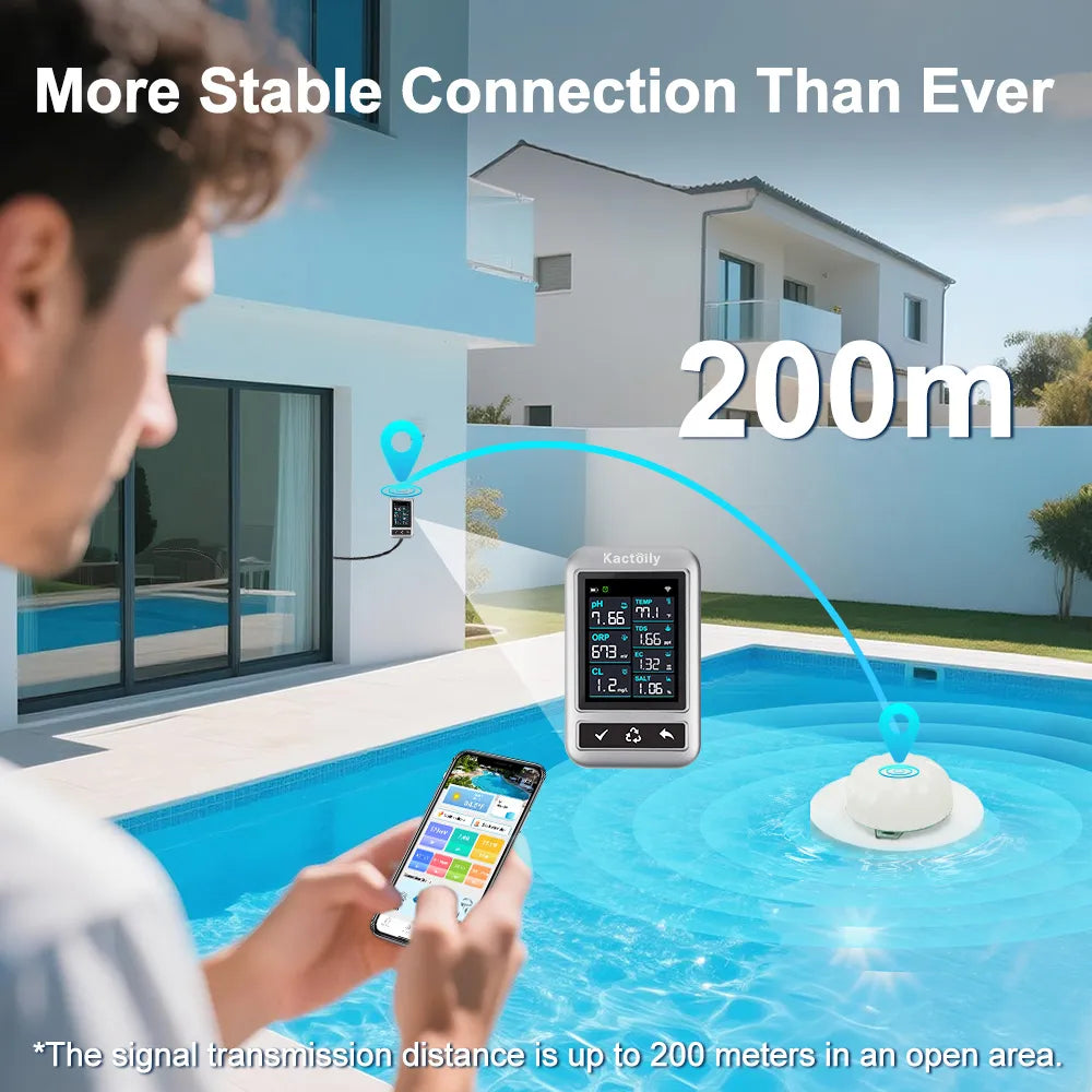 Kactoily 7-in-1 Pool Pro Water Monitor- pH, Free Chlorine