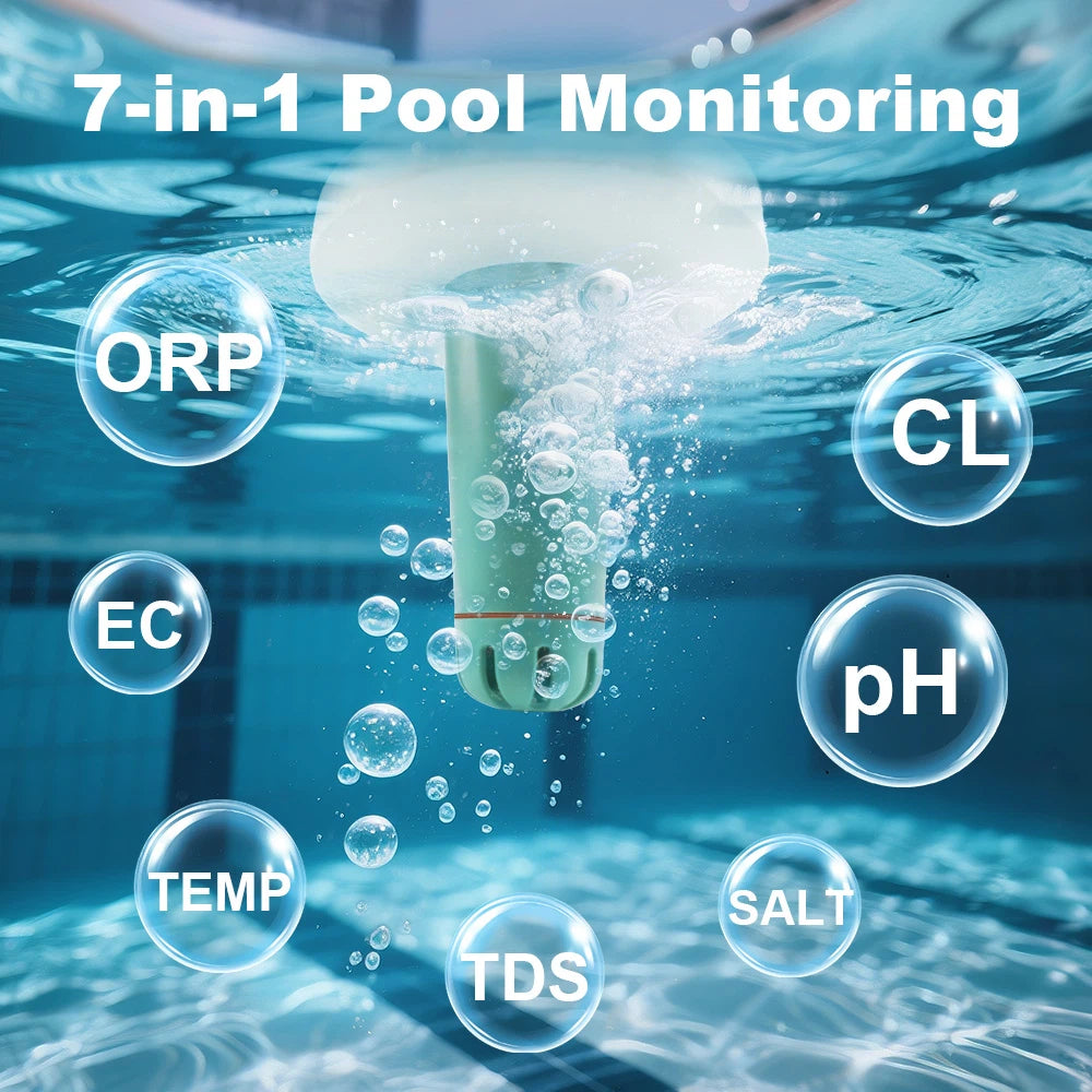 Kactoily 7-in-1 Pool Pro Water Monitor- pH, Free Chlorine