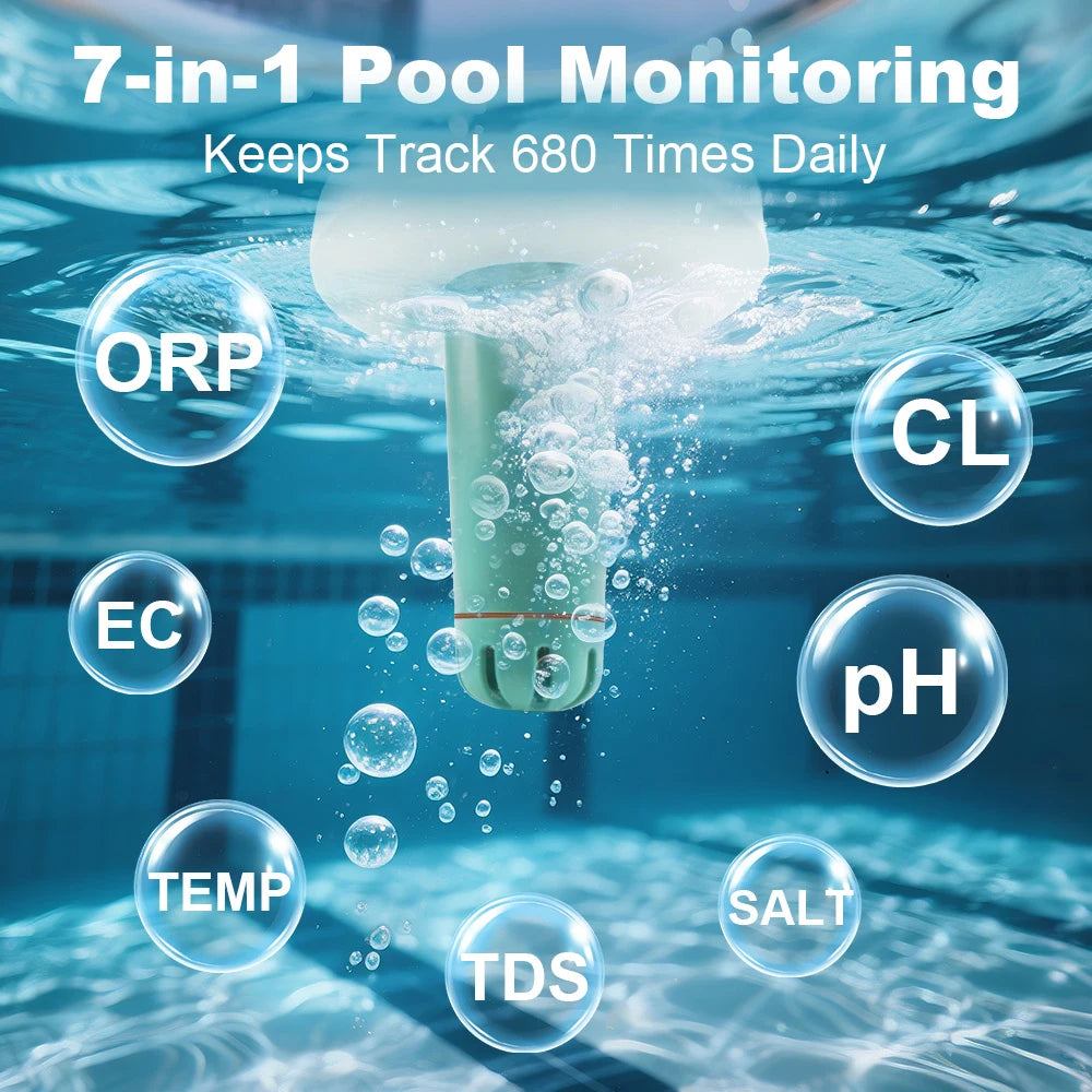 Kactoily 7-in-1 WiFi Pool Monitor-Lithium Battery