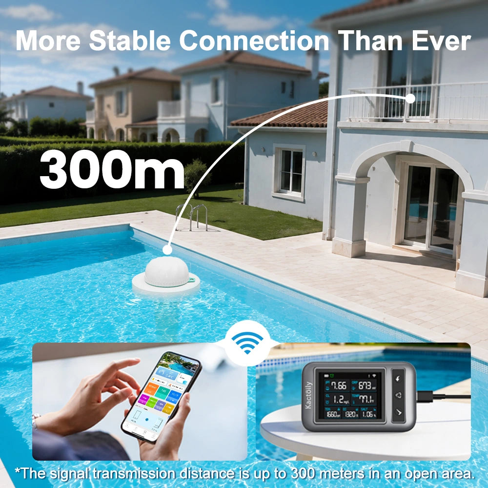 Kactoily 7-in-1 WiFi Pool Monitor-Lithium Battery