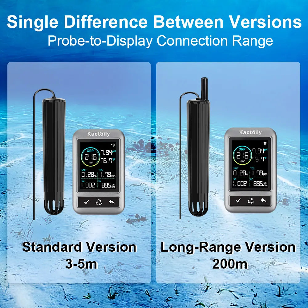 Kactoily Smart 7-in-1 Aquarium WiFi Monitor – Long Range Version