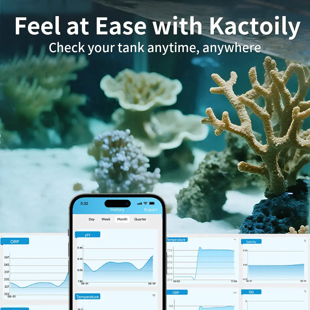 Kactoily Smart 7-in-1 Aquarium WiFi Monitor – Long Range Version