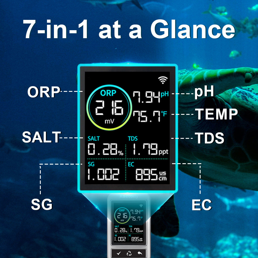 Kactoily Smart 7-in-1 Aquarium WiFi Monitor – Long Range Version