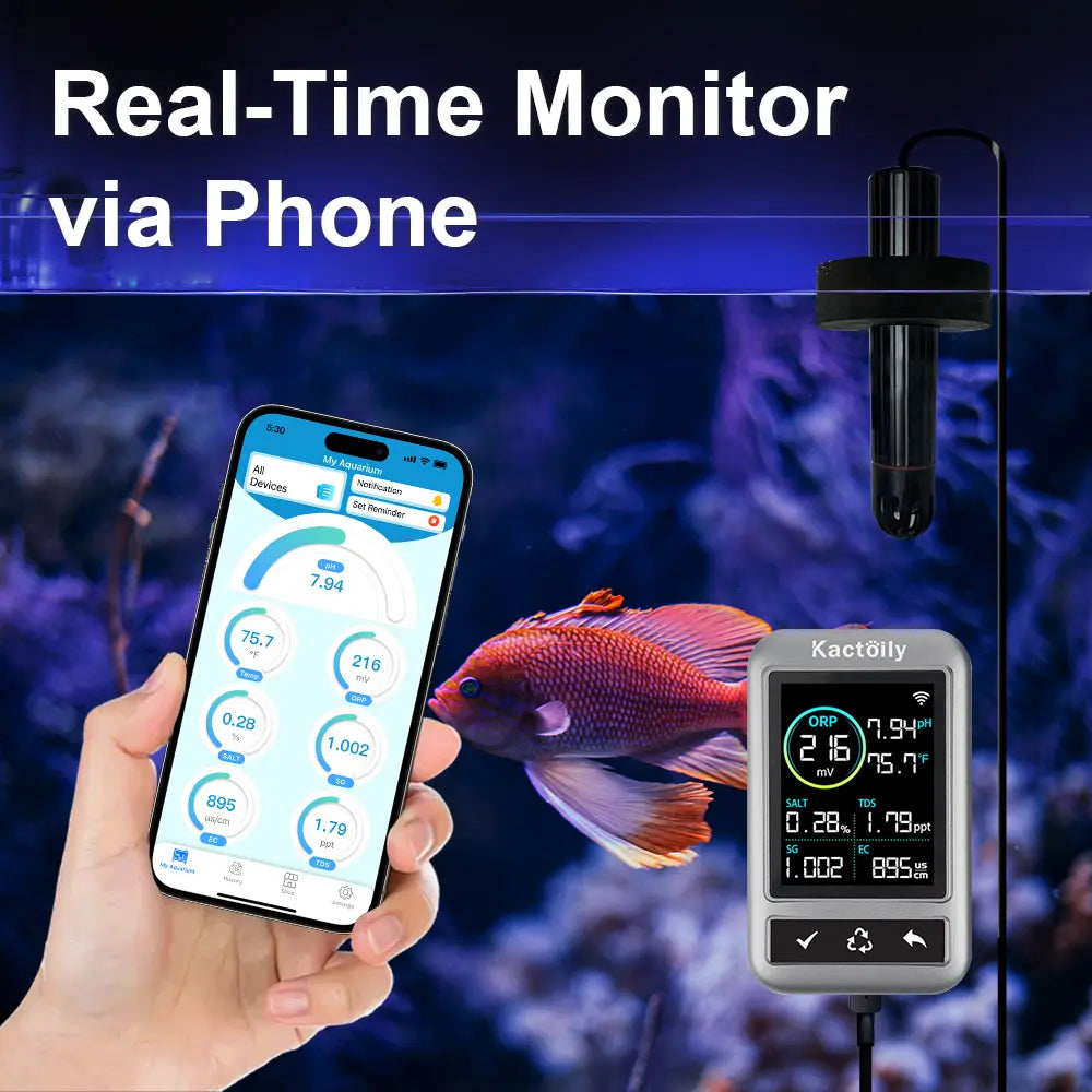 Kactoily Smart 7-in-1 Aquarium WiFi Monitor – Standard Version