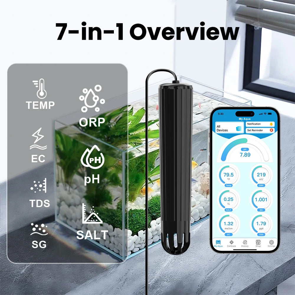 Kactoily 7-in-1 Slim WiFi Aquarium Monitor