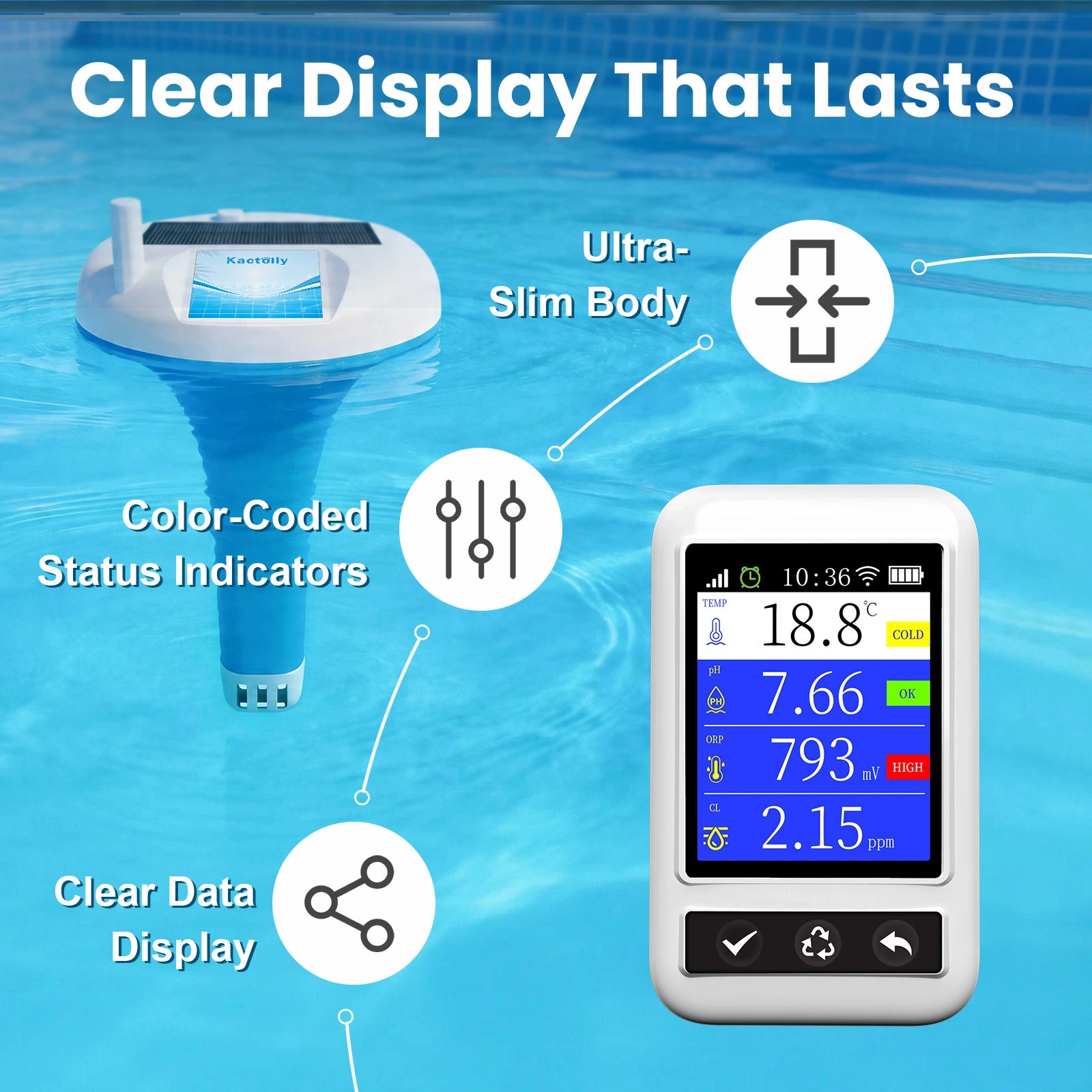 Kactoily 4-in-1 WiFi Pool Monitor
