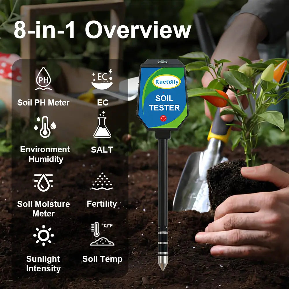 Kactoily 8-in-1 Smart Soil Tester-pH, EC, fertility