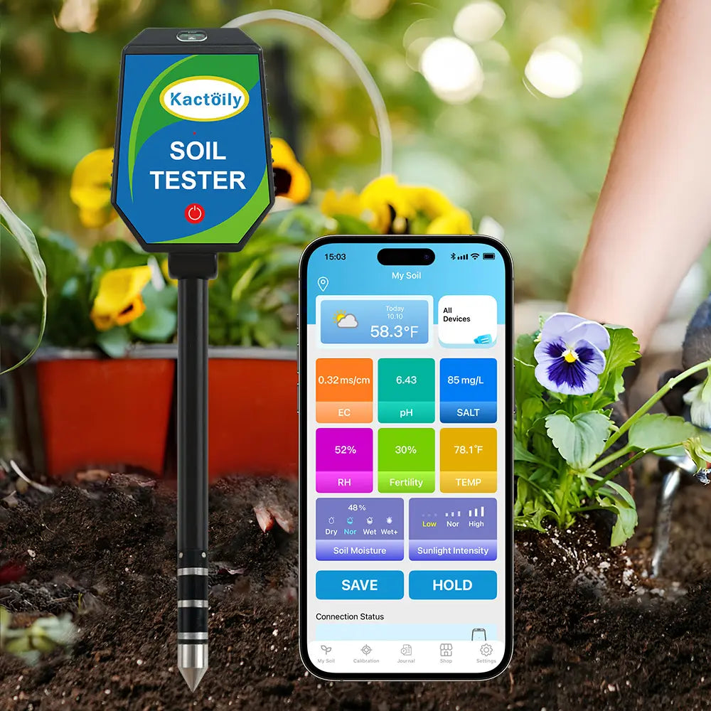 ph and moisture meter for soil Kactoily 8-in-1 Soil Tester-pH, EC, fertility 1 pc / intl