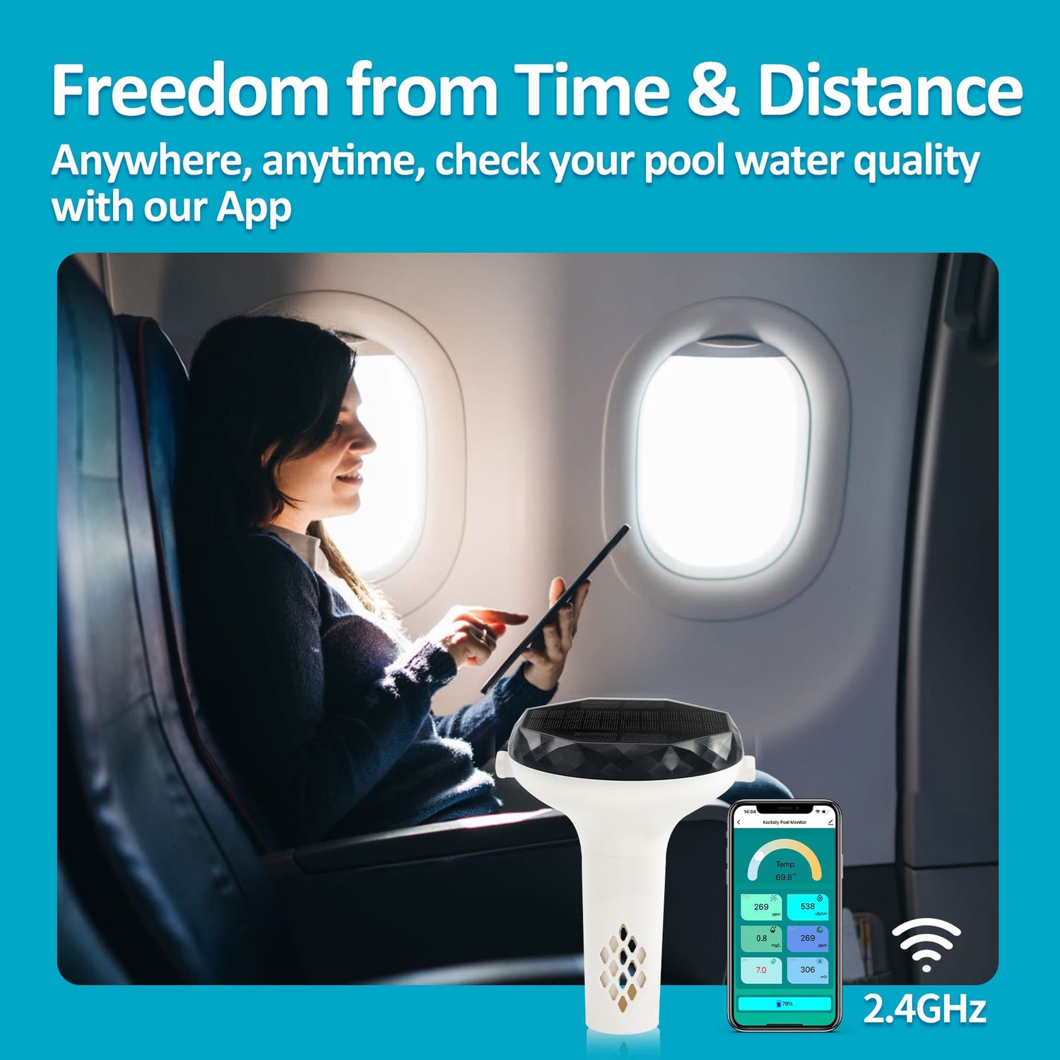 Kactoily 7-in-1 Solar Pool Water Monitor