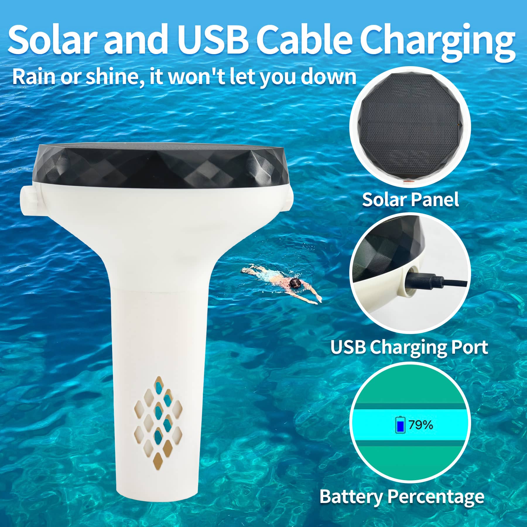 Kactoily 7-in-1 Solar Pool Water Monitor