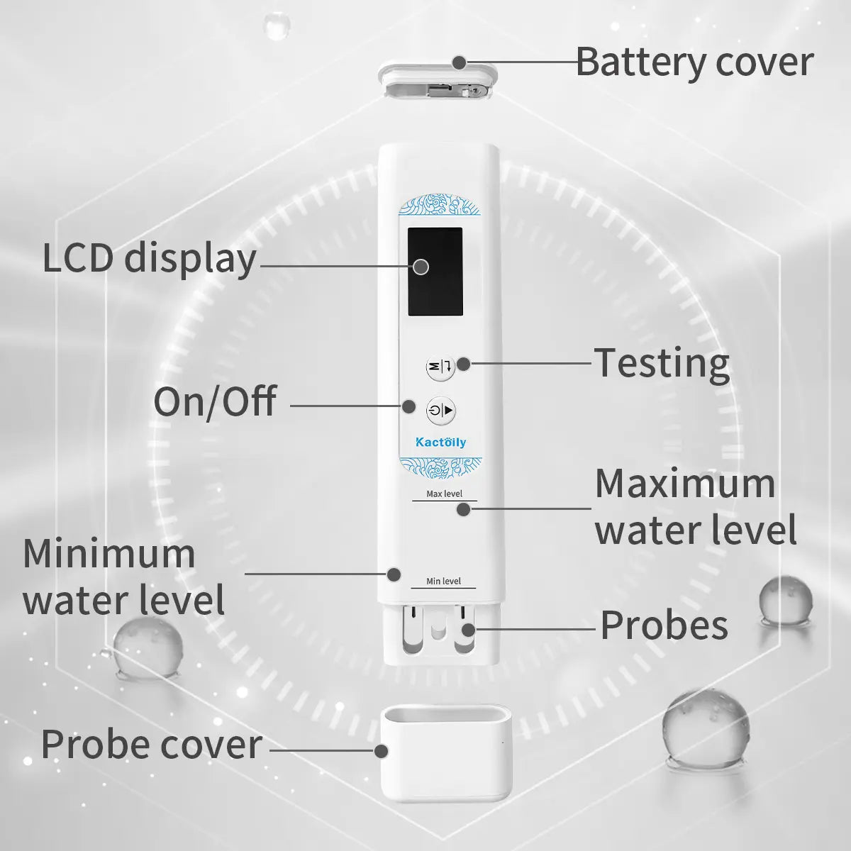 Kactoily 6-in-1 Drinking Water Analyzer – Bluetooth Version| TDS, Bacteria &Viruses