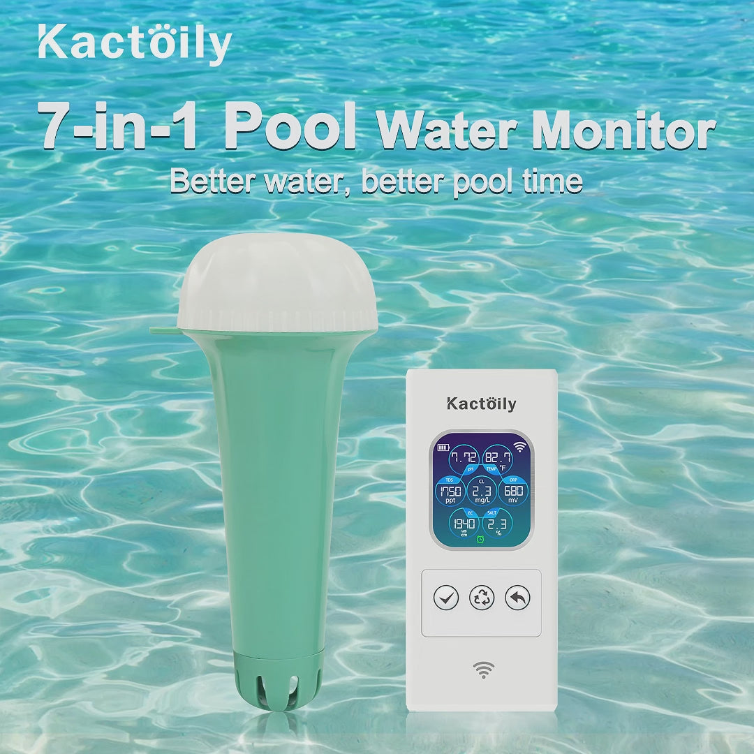 Kactoily 7-in-1 Pool Water Monitor- pH, Free Chlorine