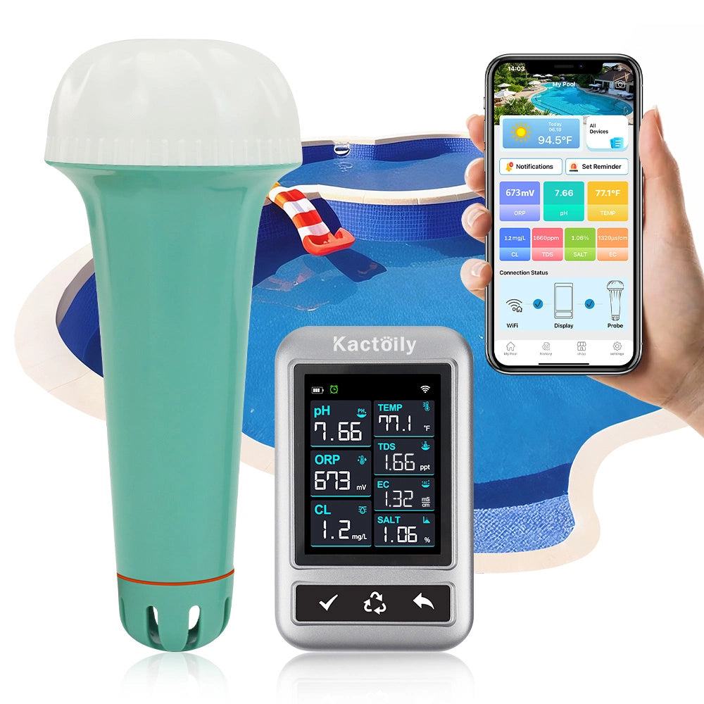 Kactoily 7-in-1 Pool Pro Water Monitor- pH, Free Chlorine