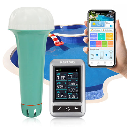 Kactoily 7-in-1 Pool Pro Water Monitor- pH, Free Chlorine