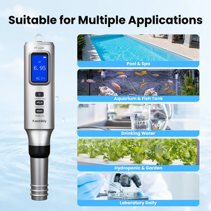 Kactoily Smart 7-in-1 Bluetooth Water Quality Tester | Digital pH, TDS, ORP &amp; Salinity Monitor with App Tracking
