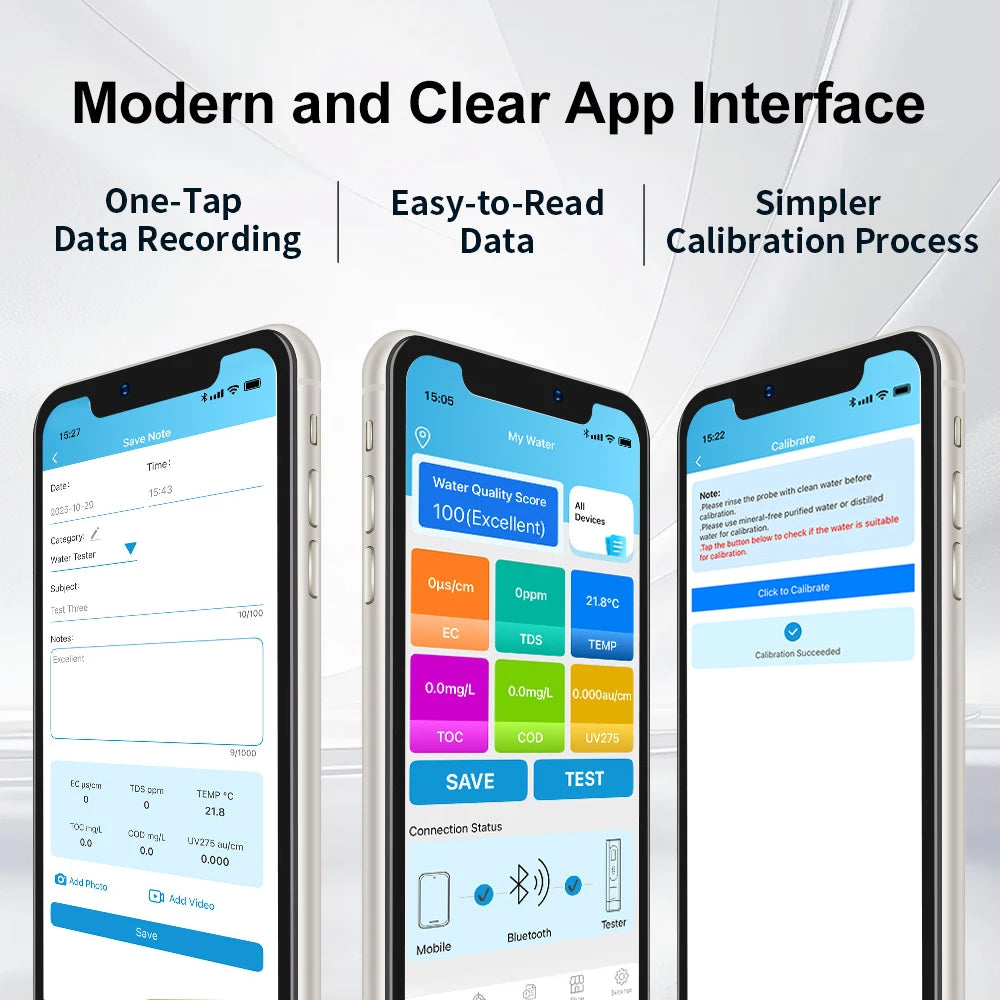 Kactoily 6-in-1 Drinking Water Analyzer – Bluetooth Version| TDS, Bacteria &amp;Viruses