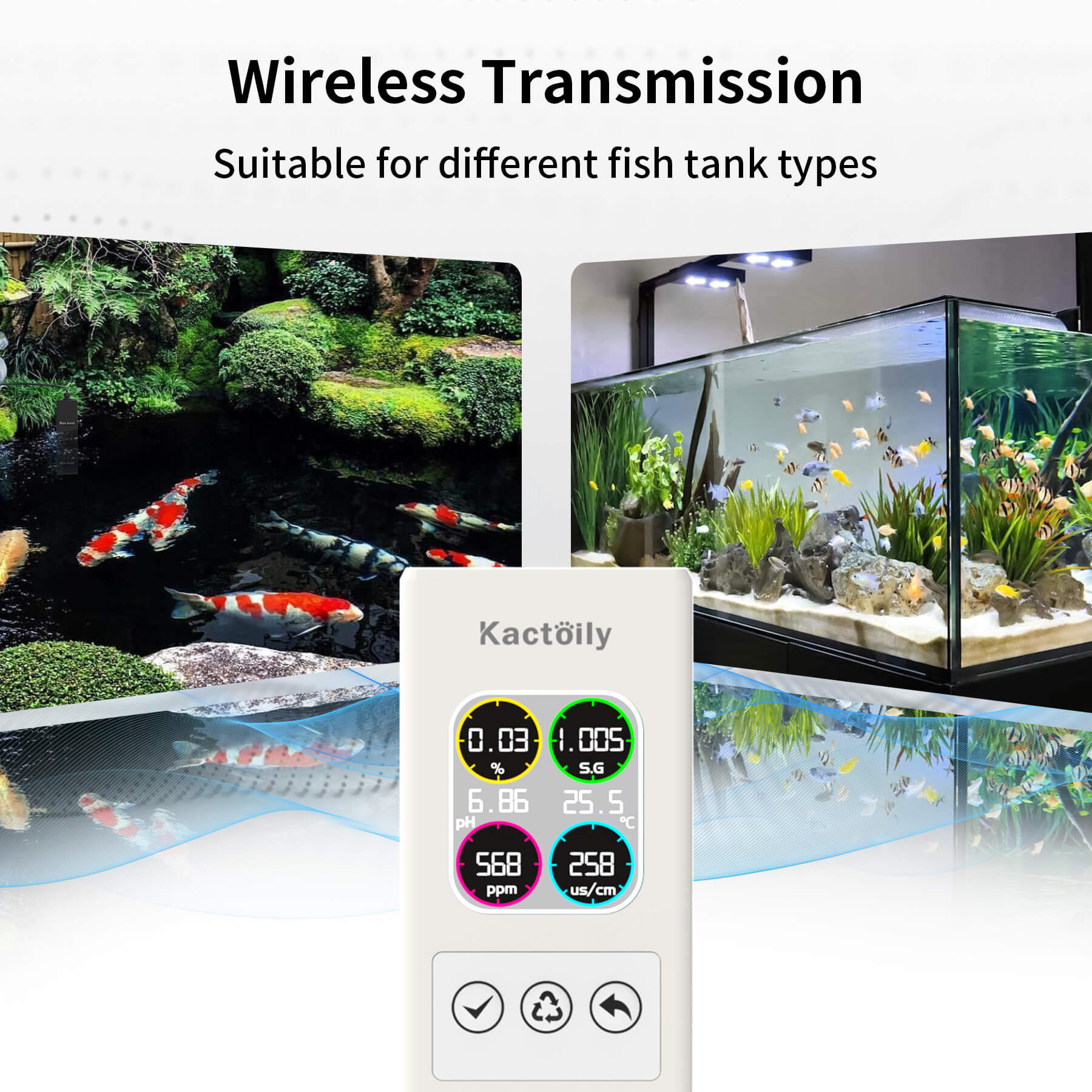 Kactoily Wireless 6-in-1 Aquarium Monitor
