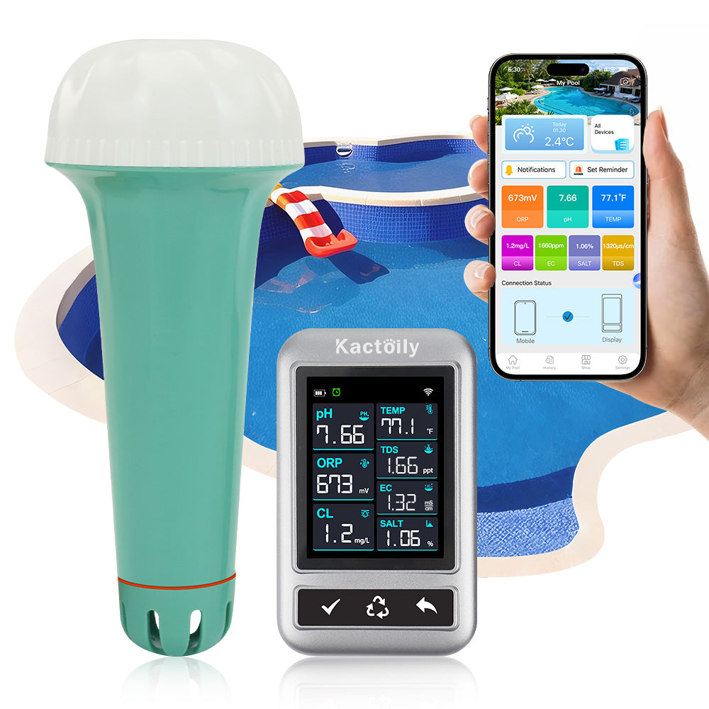Kactoily 7-in-1 WiFi Pool Monitor Lithium Battery