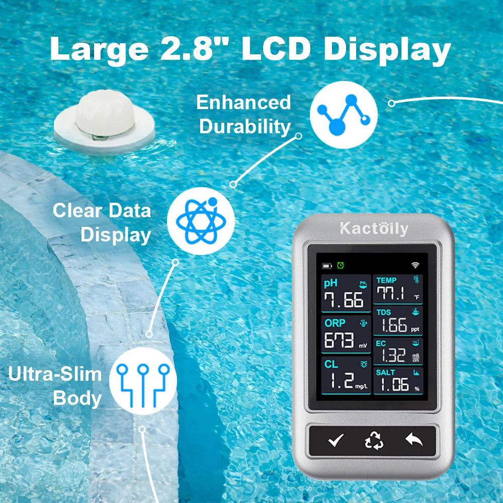 Kactoily 7-in-1 WiFi Pool Monitor-Lithium Battery