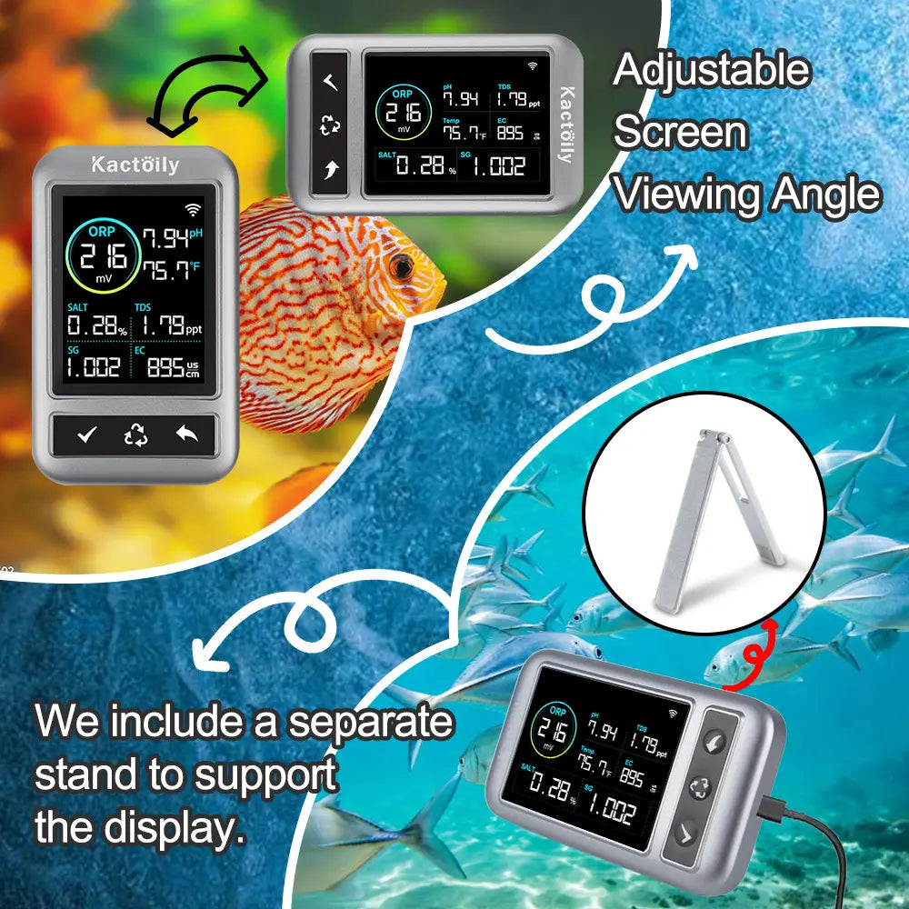 Kactoily Smart 7-in-1 Aquarium WiFi Monitor – Long Range Version
