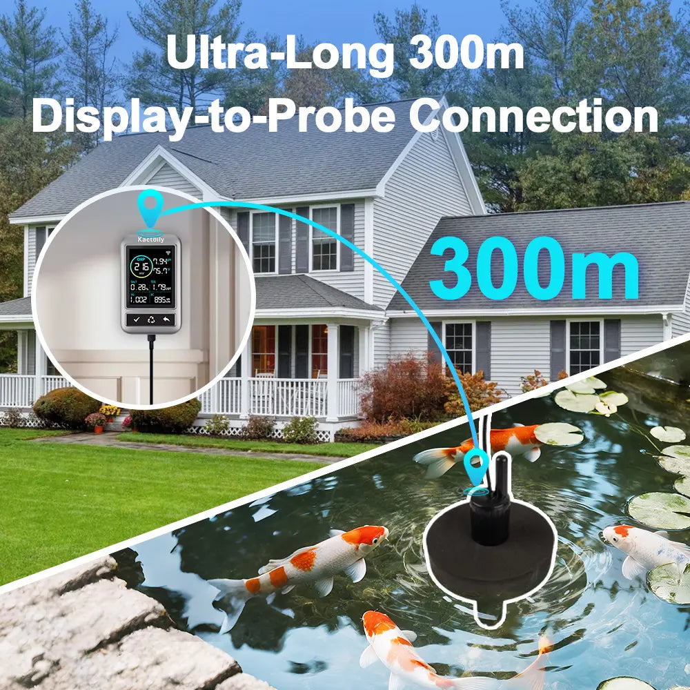 Kactoily Smart 7-in-1 Aquarium WiFi Monitor – Long Range Version