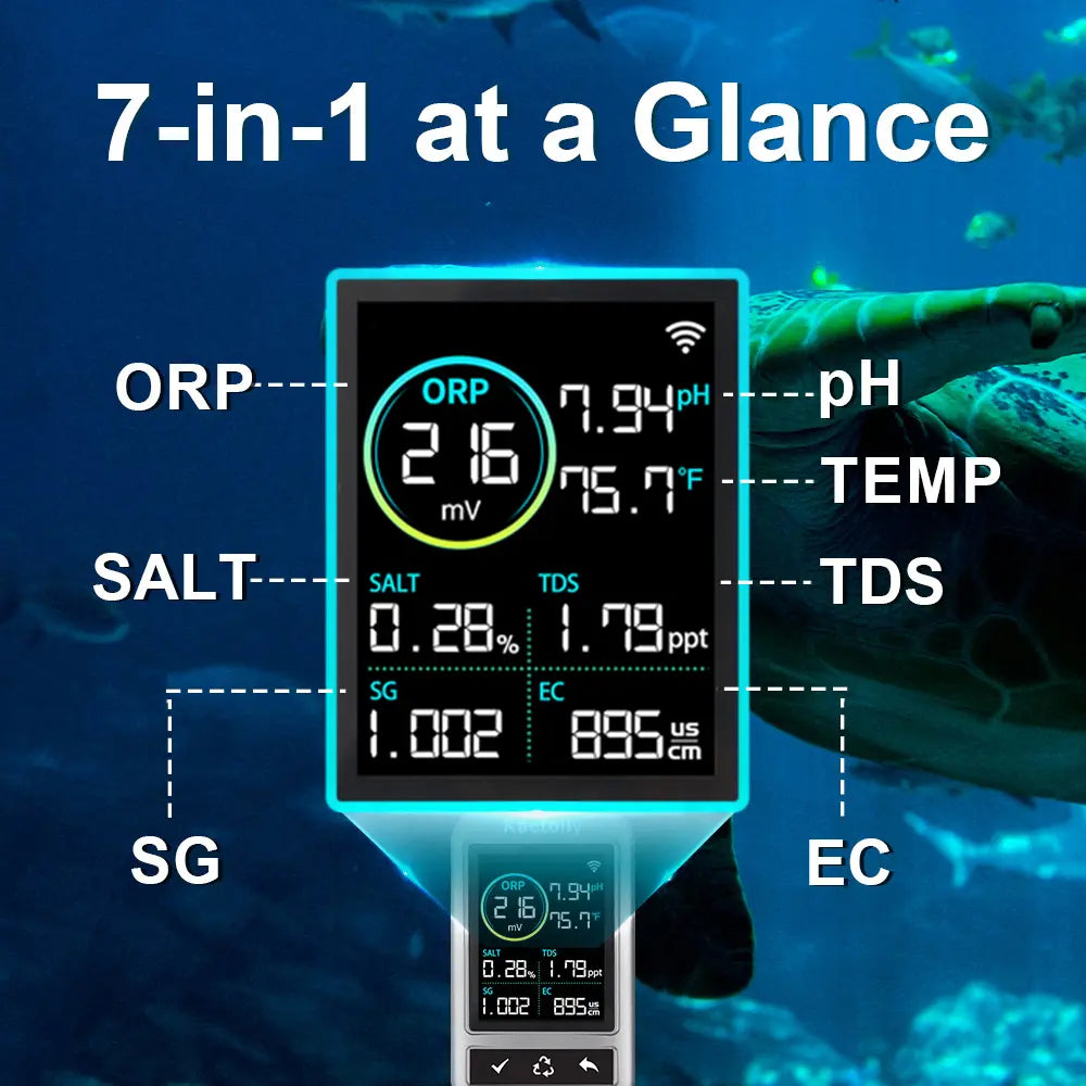 Kactoily Smart 7-in-1 Aquarium WiFi Monitor – Long Range Version