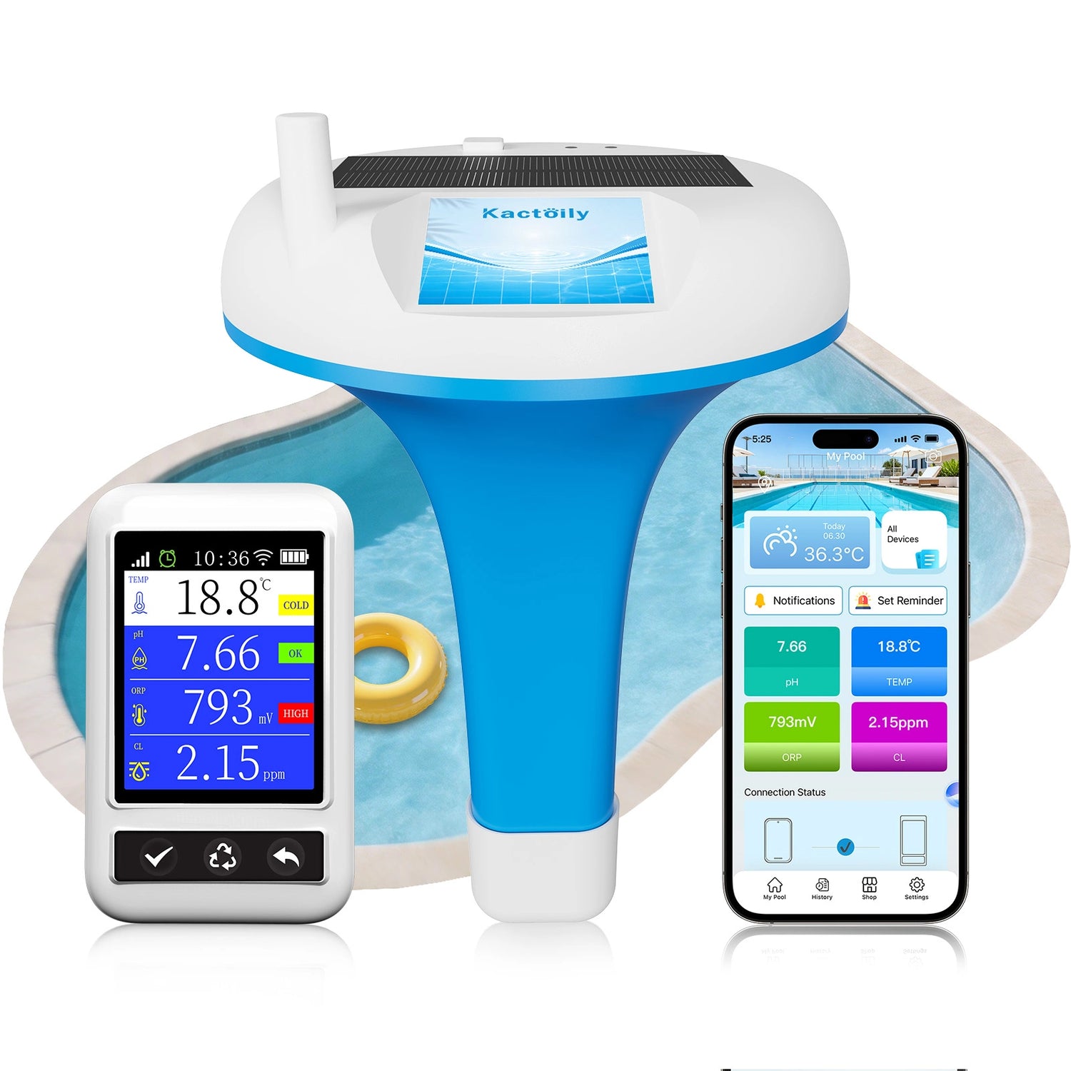 Kactoily 4-in-1 WiFi Pool Monitor
