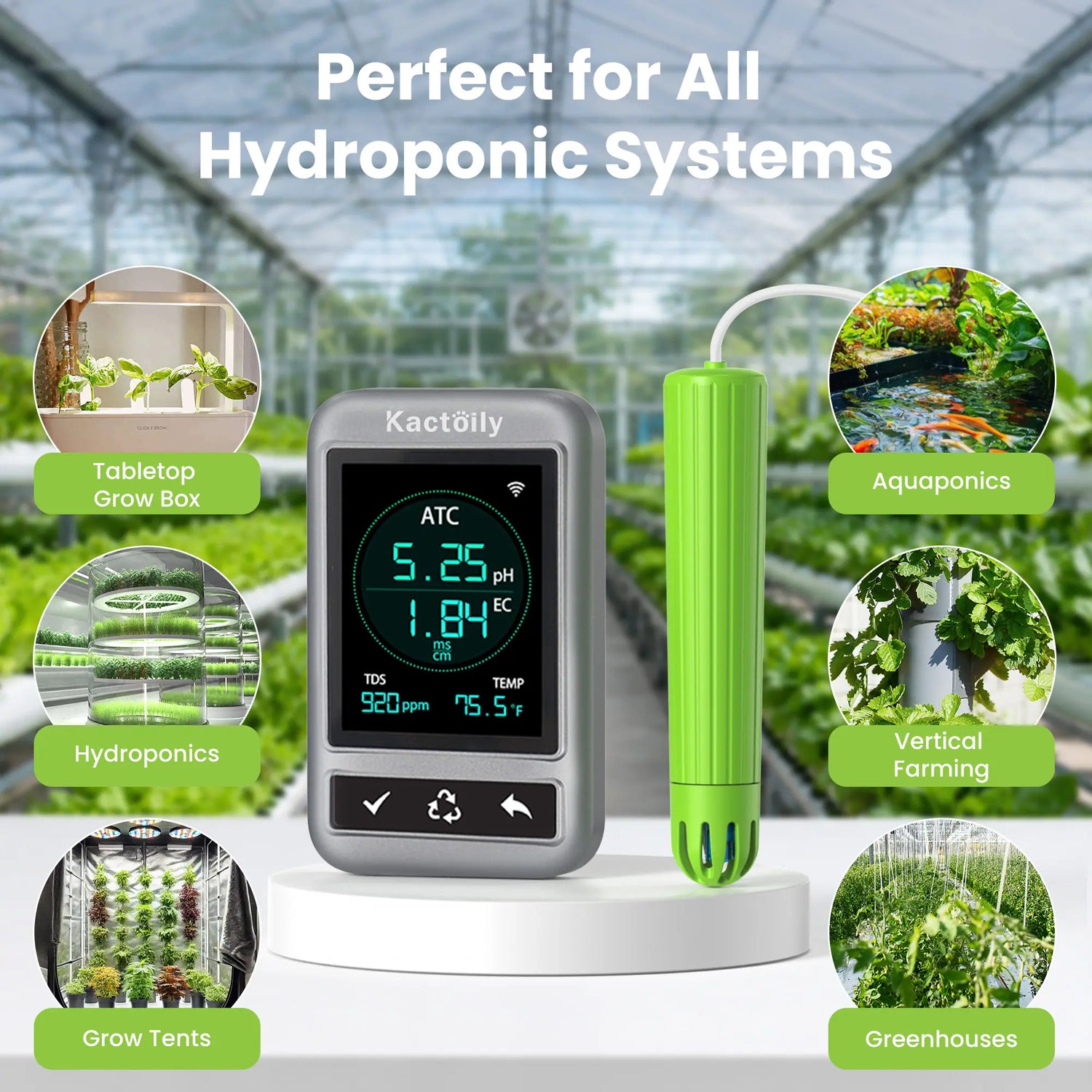 Kactoily 4-in-1 Hydroponischer Monitor - pH, EC
