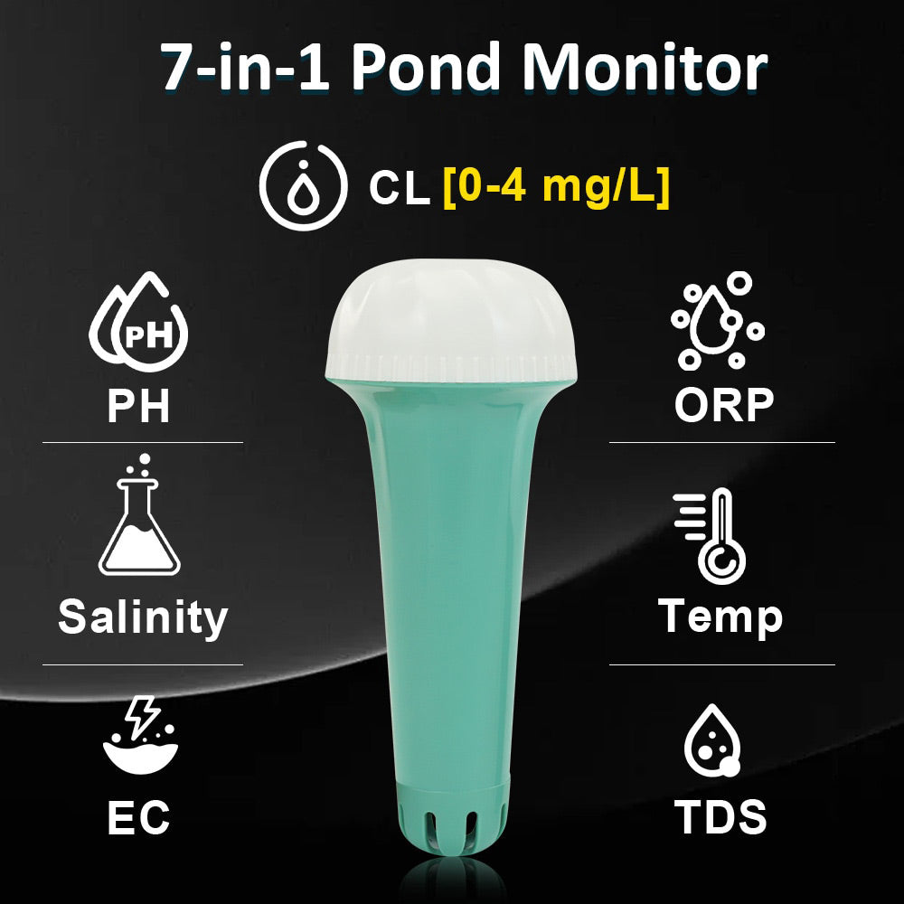 Kactoily 7-in-1 Pond Water Monitor- pH, Free Chlorine