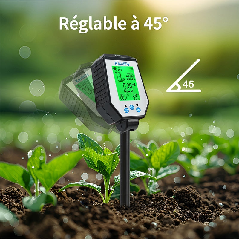 Kactoily 6-in-1 Digital Soil Tester-pH, EC, Moisture, Light, Humidity, Temp