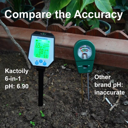Kactoily 6-in-1 Digital Soil Tester-pH, EC, Moisture