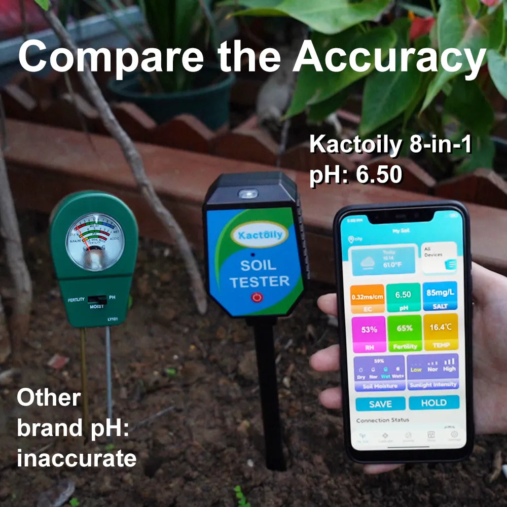 Kactoily 8-in-1 Smart Soil Tester-pH, EC, fertility
