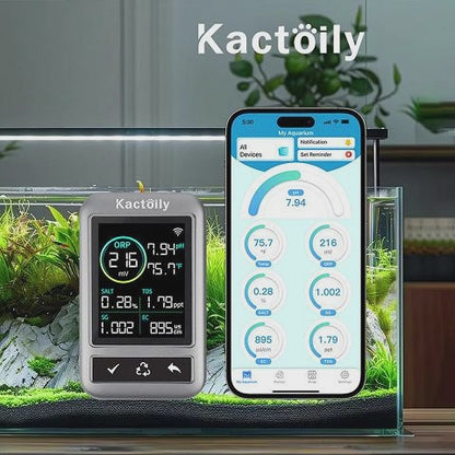 Kactoily Smart 7-in-1 Aquarium WiFi Monitor – Long Range Version