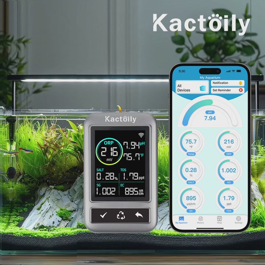 Kactoily Smart 7-in-1 Aquarium WiFi Monitor – Long Range Version
